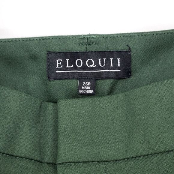 Eloquii Flat Front Dress Pants Womens Size 26R Dark Green Stretch Work Career - Picture 10 of 11